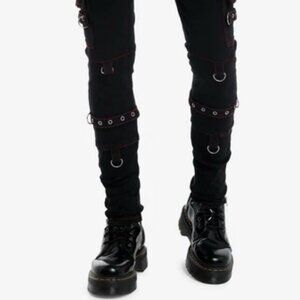 HT Denim Hot Topic Red Stitch & Grommet Black Stinger Jeans Punk Emo Grunge Goth